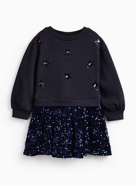 Sequin Sweatshirt Dress