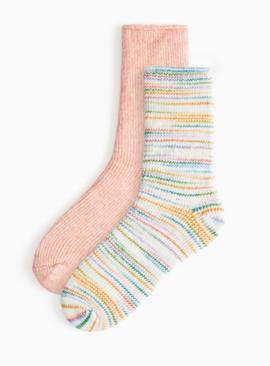Space Dye Brushed Thermal Ankle Socks 2 Pack 4-8