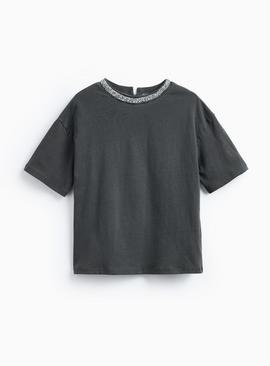 Embellished Neckline T-Shirt