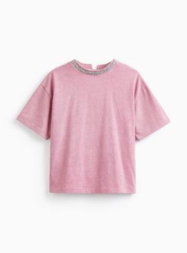 Embellished Neckline T-Shirt