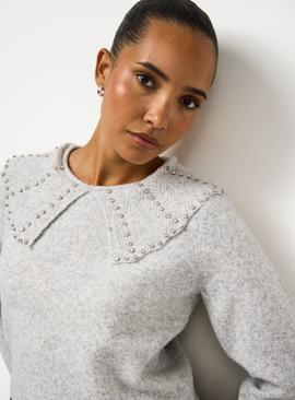 Embellished Collar Knitted Jumper