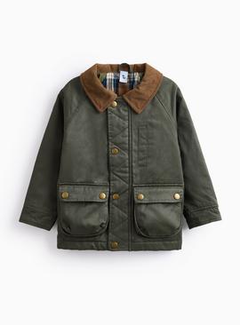 Khaki Corduroy Collar Wax Barn Jacket