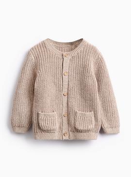 Oatmeal Knitted Cuddle Me Slogan Cardigan