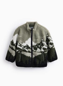 Mini Me Kids' Khaki Scenic Borg Fleece Jacket