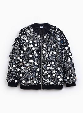Sequin Embellished Bomber Jacket