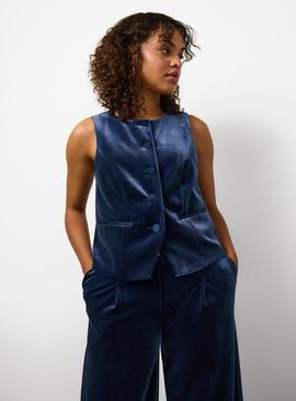 Navy Velvet Tailored Co-ord Waistcoat