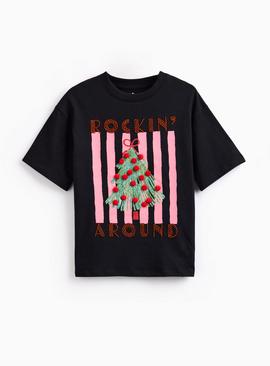 Christmas Rockin' Tree Sequin Printed T-Shirt