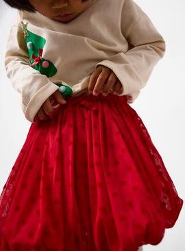 Red Tulle Mesh Puffball Tutu Skirt