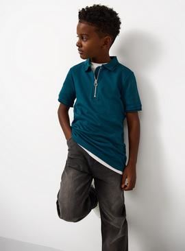 Zip Short Sleeve Polo Shirt