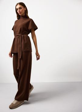 Compact Knit Wide Leg Co-ord Trousers