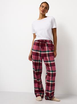 Burgundy Check Brushed Cotton Pyjama Bottoms