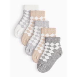 Neutral Harlequin Patterned Socks 5 Pack