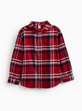 Dark Red Checked Long Sleeve Shirt