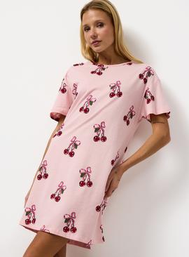 Pink Cherry Bow Jersey Core Sleep Tee