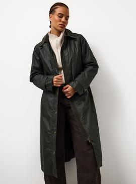 Khaki Longline Waxy Barn Coat