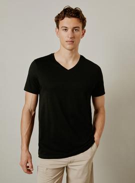 BURTON Black Plain V Neck T Shirt