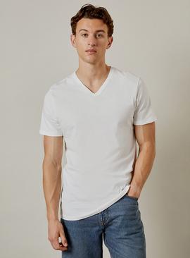 BURTON White Plain V Neck T Shirt