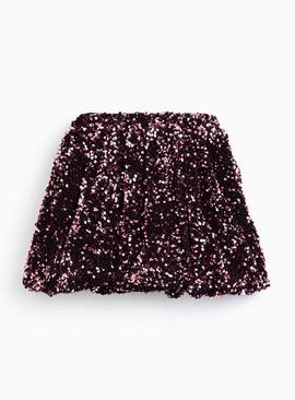 Pink Sequin Embellished Puffball Skirt