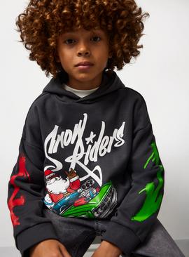 Charcoal Snow Riders Graphic Print Hoodie