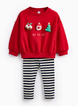 Christmas Santa Tree Sweatshirt & Leggings Set