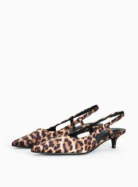 Leopard Printed Slingback Kitten Heels