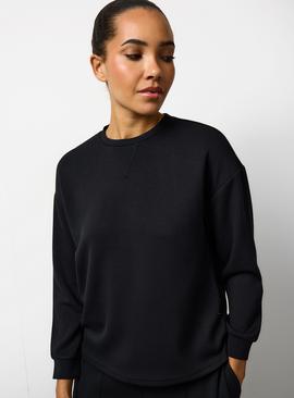 Black Co-ord Scuba Long Sleeve Pyjama Top