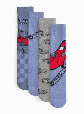 Hot Wheels Printed Ankle Socks 4 Pack
