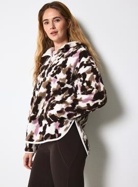 REAKTIV Animal Print Heavy Hooded Borg Pullover