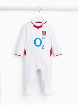 White England Rugby Home Sleepsuit 18-24 months