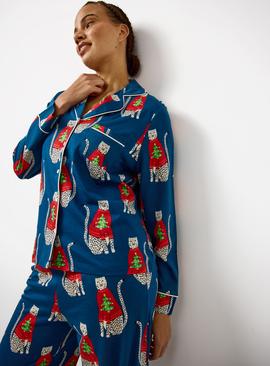 Tu X Scion Navy Lionel Printed Modal Blend Traditional Pyjamas