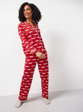 Tu X Scion Mini Me Red Mr Fox Printed Red Modal Blend Traditional Pyjamas