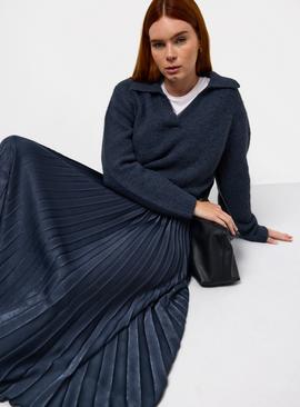 Satin Pleated Maxi Skirt