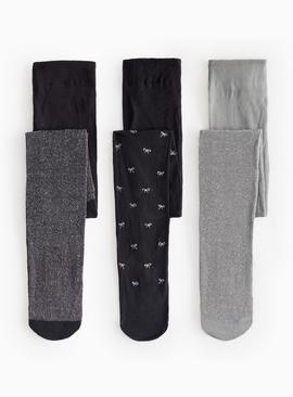 Monochrome Glitter Opaque Tights 3 Pack