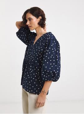 JD WILLIAMS Tie Front Bubble Sleeve Detail Top