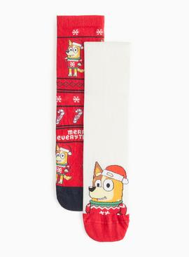 Matching Family Christmas Bluey Printed Ankle Socks 2 Pack 4-8