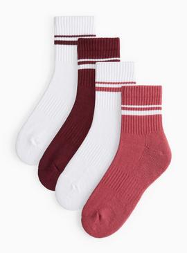 Cropped Ribbed Sport Ankle Socks 4 Pack 4-8