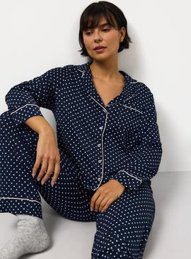 Navy Star Print Modal Blend Traditional Pyjamas