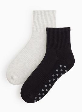 Black & Grey Pilates Socks 2 Pack 4-8