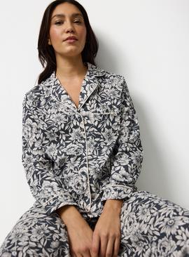 Mono Floral Print Traditional Jersey Pyjama Set