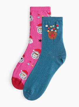 Matching Family Christmas Socks 2 Pack 4-8