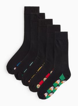 Men's Matching Family Christmas Icons Footbed Ankle Socks 5 Pack