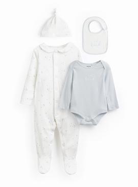 Blue Stars & Moons Printed 4-Piece Starter Set