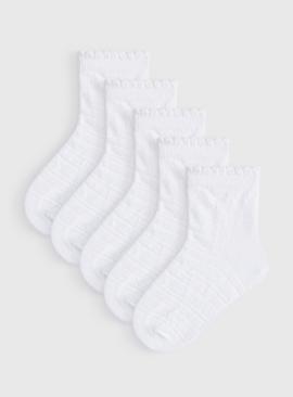 White Lurex Ankle Socks 5 Pack