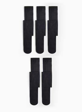 Black 60 Denier Opaque Tights 5 Pack 13-14 years