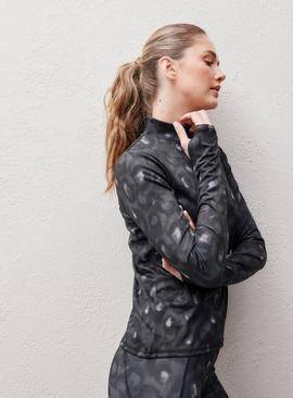 REAKTIV Leopard Printed Quarter Zip Long Sleeve Performance Top