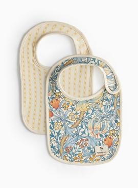 Tu x Morris & Co. Cream & Floral Bibs 2-Pack One Size