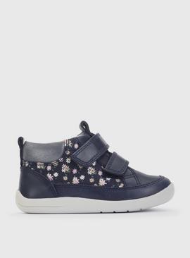 START-RITE Rove Navy Leather Floral Boot 6 Infant