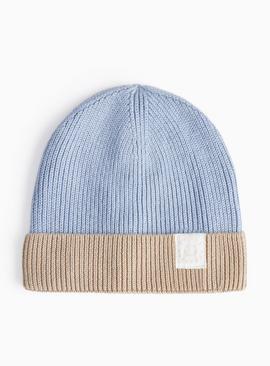 Blue & Cream Colour Block Knitted Hat