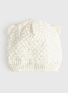 Unisex White Knitted Hat