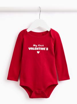 Red My First Valentine Bodysuit